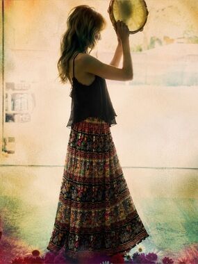 VTG 90s Just Class Cotton Old World Cottagecore Prairie Gypsy Boho Maxi Skirt S